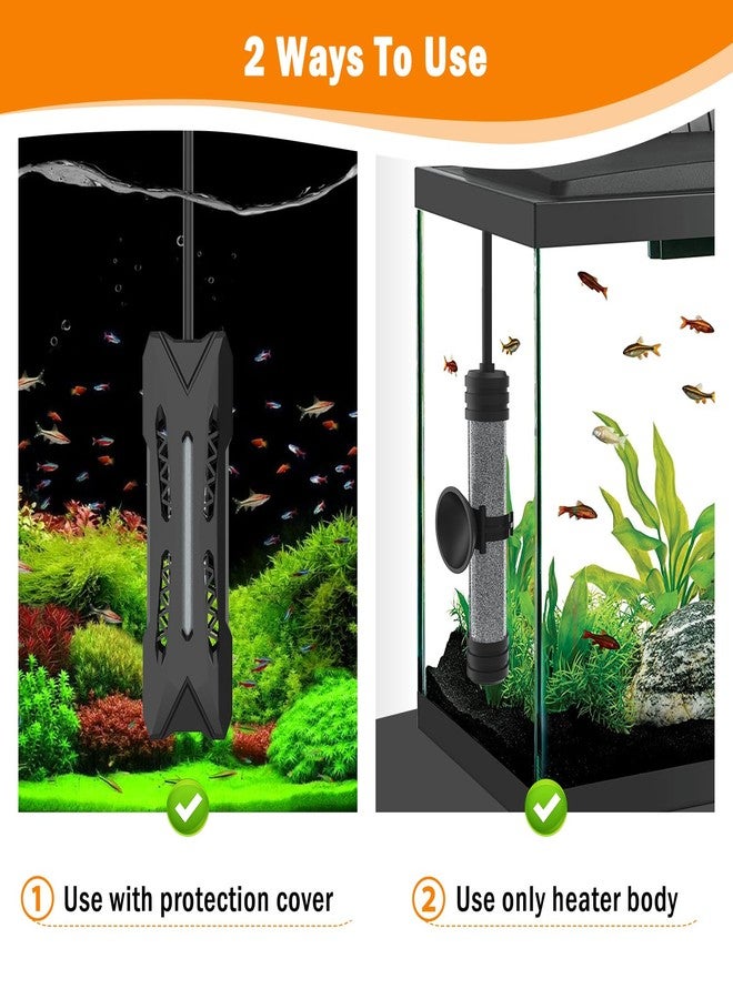 AQQA Small Aquarium Heater,Submersible Fish Tank Heater Adjustable Temperature,Mini Short Dual-use Fish Heater with LED Digital Display Thermostat,Saltwater Freshwater 150W - Image 2